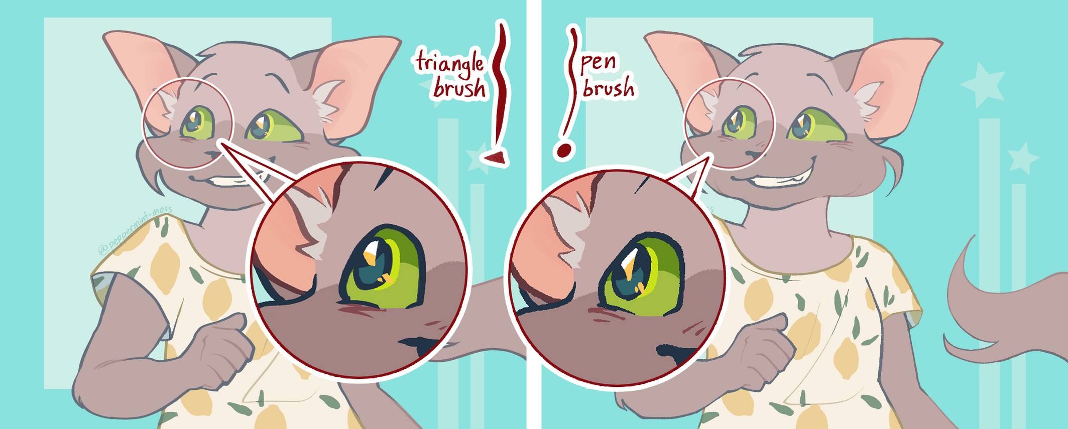 triangle brush vs. pen brush
